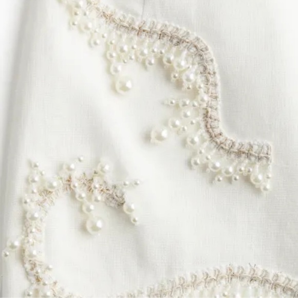 H&M Bead-embellished linen jacket off white /cream NWT - Picture 4 of 6